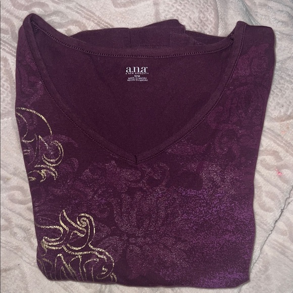 a.n.a Deep Purple V-Neck Top with Gold Accents - Picture 2 of 5